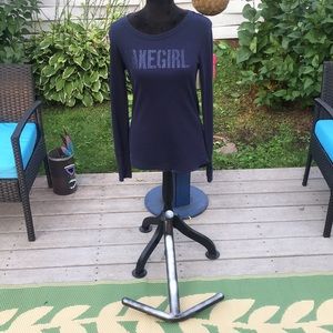 Navy blue top lake girl spelled out